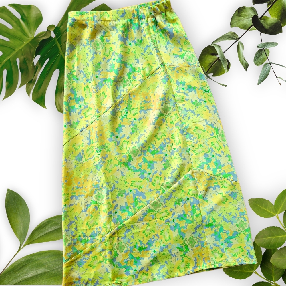 Strangers & Lovers Yellow Satin Floral Skirt